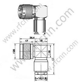 Type N Connectors Male Clamp Right Angle For RG214 Cable