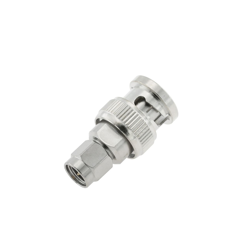 SMA Plug to BNC Plug Straight Stainless Steel Adapter 50 Ohm 