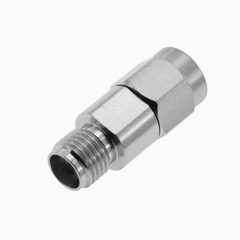 3.5 mm Plug To Jack Adapter 50 OHM Straight Stainless Steel 