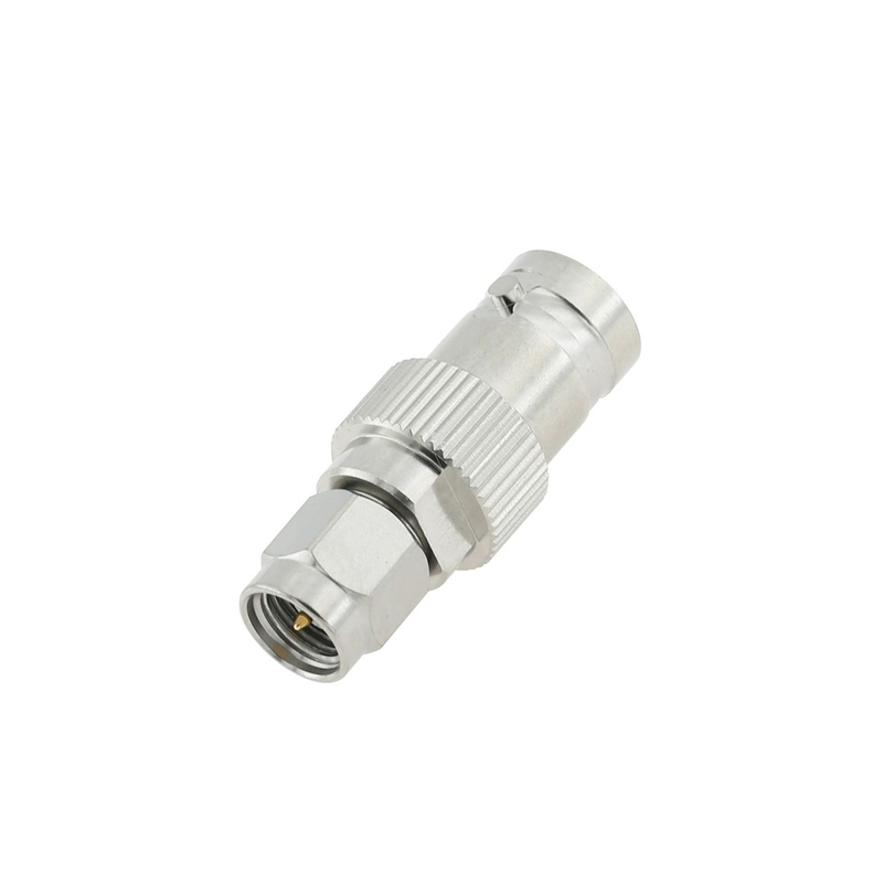 SMA Plug to BNC Jack Straight Stainless Steel Adapter 50 Ohm 