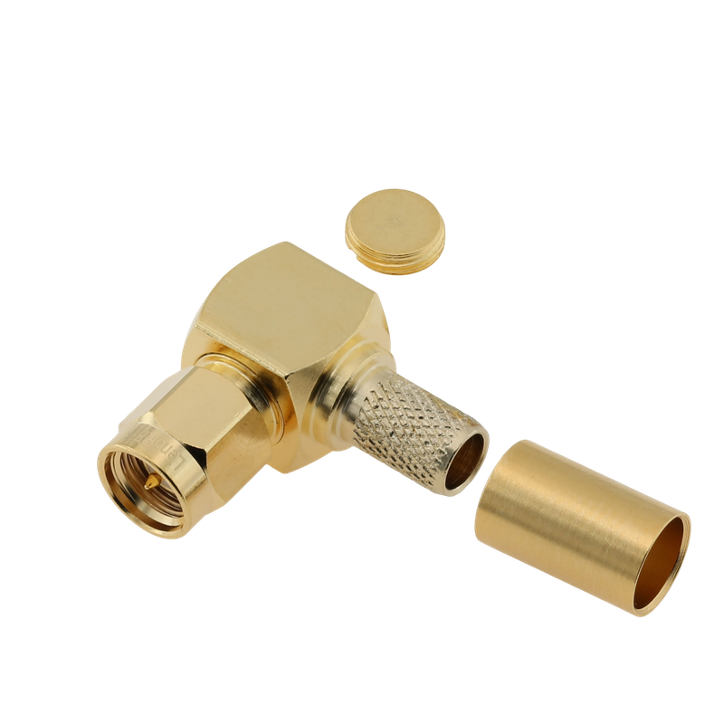 SMA Plug Connector Right Angle Crimping For LMR240 Cable