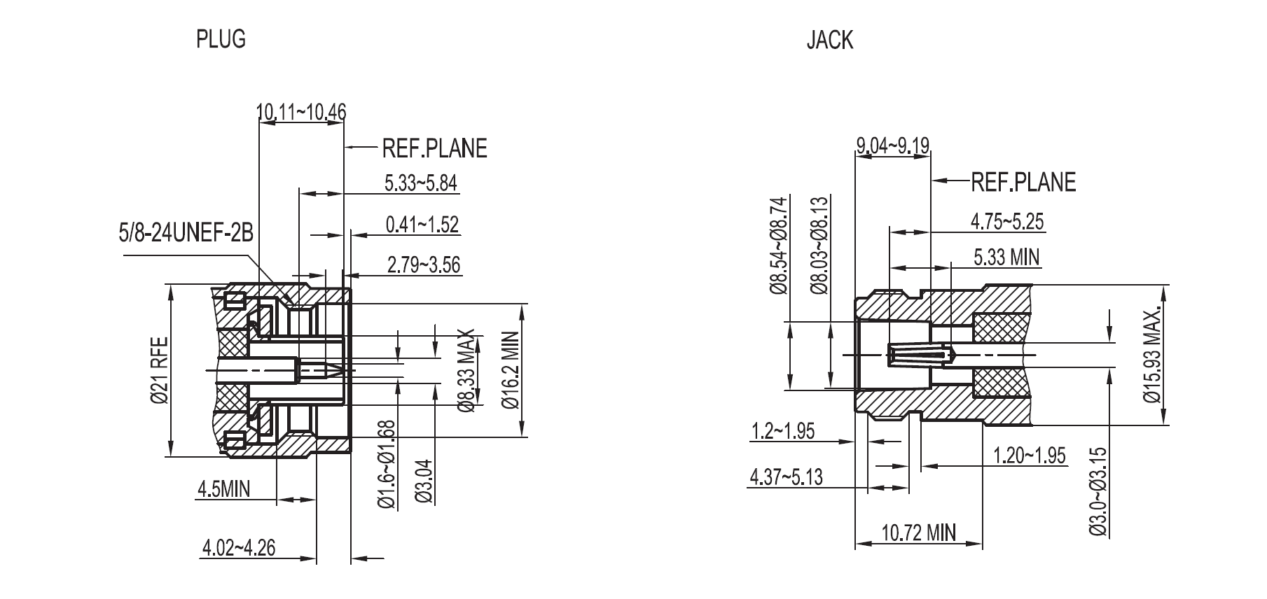 interface drawing of N connector