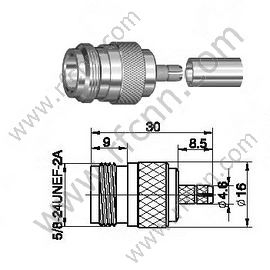 Type N Connectors Female Crimp Straight For RG58 Cables