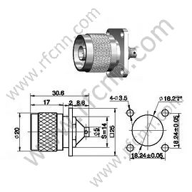 Type N Connectors Male Solder Flange Straight For Semi-Rigid RG402 Cable