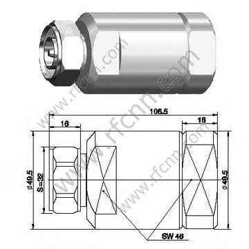 DIN 7-16 Male Clamping Connector For 1-1/4" Super Flexible Cable