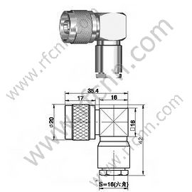 Type N Connectors Male Clamp Right Angel For RG213 Coaxial 