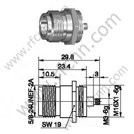 Type N Connectors Female Bulkhead Solder For Microstrip 