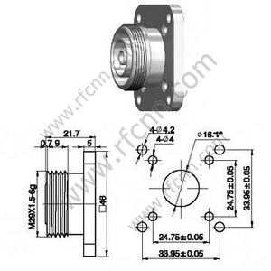7/16 Female Flange Mount Connector For Microstrip 