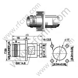 N Connectors Female Clamp Flange For RG142 Cable