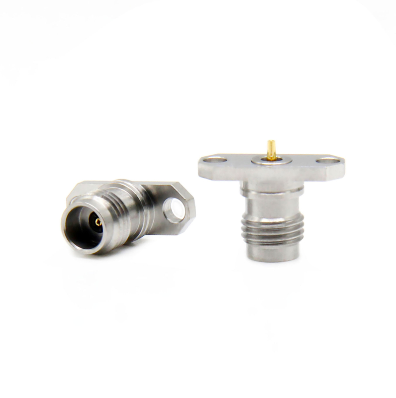 2.4mm Jack Connector Straight Rectangle Flange Mount Solder For Microstrip