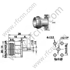 Type N Connector Female Straight Flange For Microstrip Solder