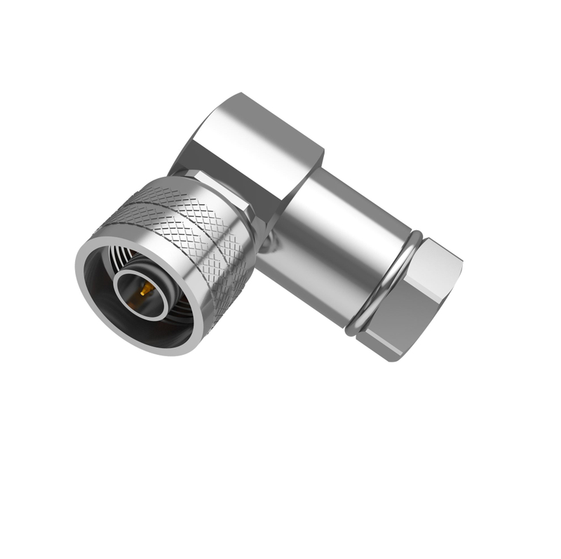 N Connectors Plug Clamping Right Angle For LMR400 Cable