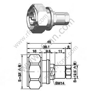 7-16 Male Clamping Connector For 1/4" Super Flexible Cable