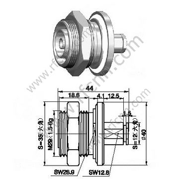 7/16 Female Bulkhead Panel Mount Clamping Connector For RG58 Cable