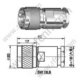 Type N Connectors Male Clamp Straight For RG213 Cables